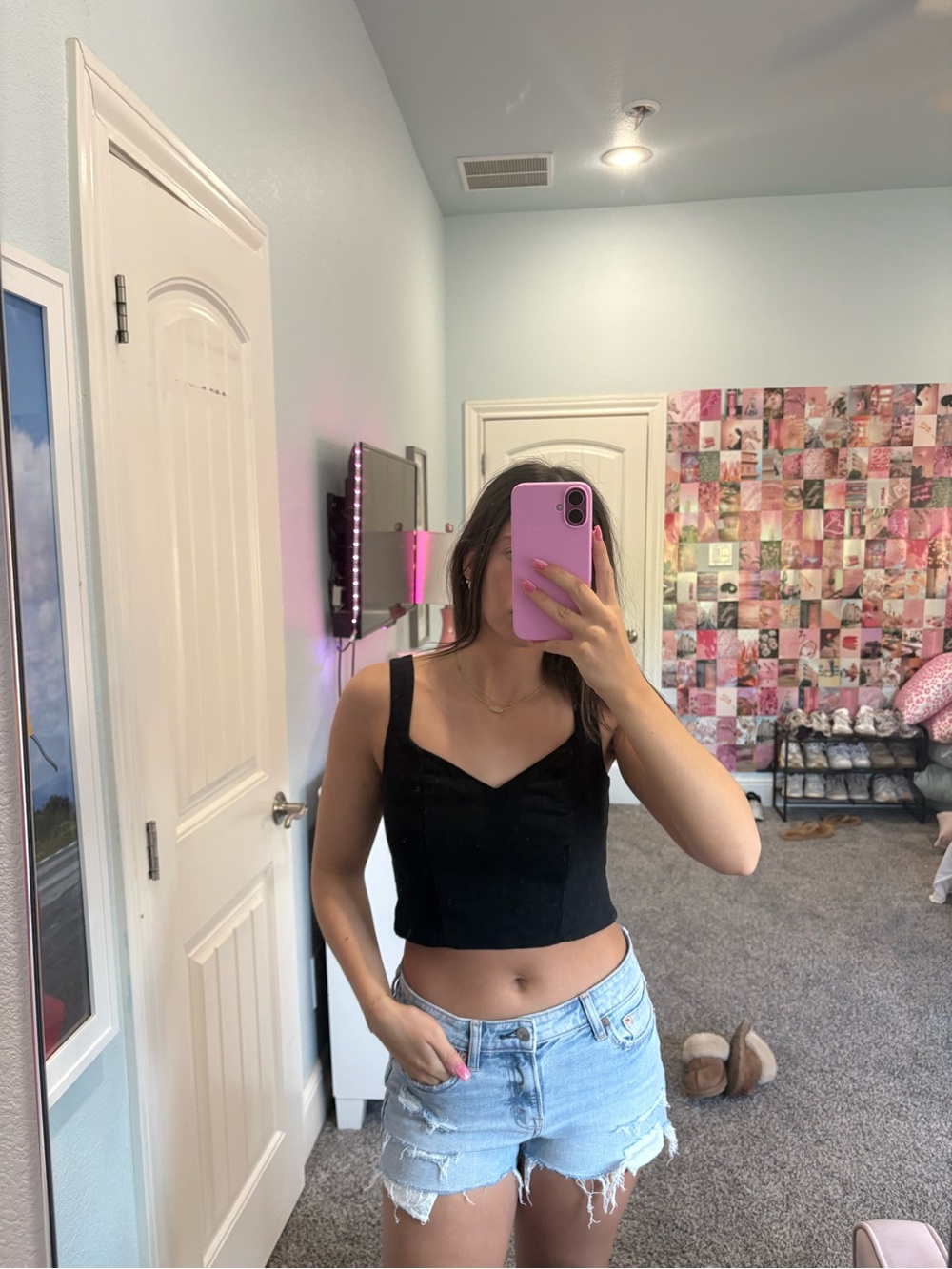 a new day Black Square-Neck Crop Tank Top